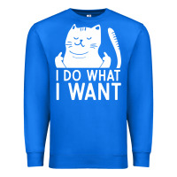 True Royal i do what i want cat giving a finger funny middle finger rude graphic Premium Sweatshirt - linhVisuals