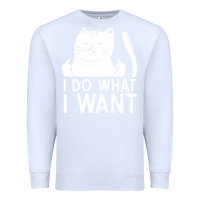 White i do what i want cat giving a finger funny middle finger rude graphic Premium Sweatshirt - linhVisuals