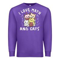 Purple i love math and cats mountain heart mathematics lover gifts cute and f Premium Sweatshirt - linhVisuals