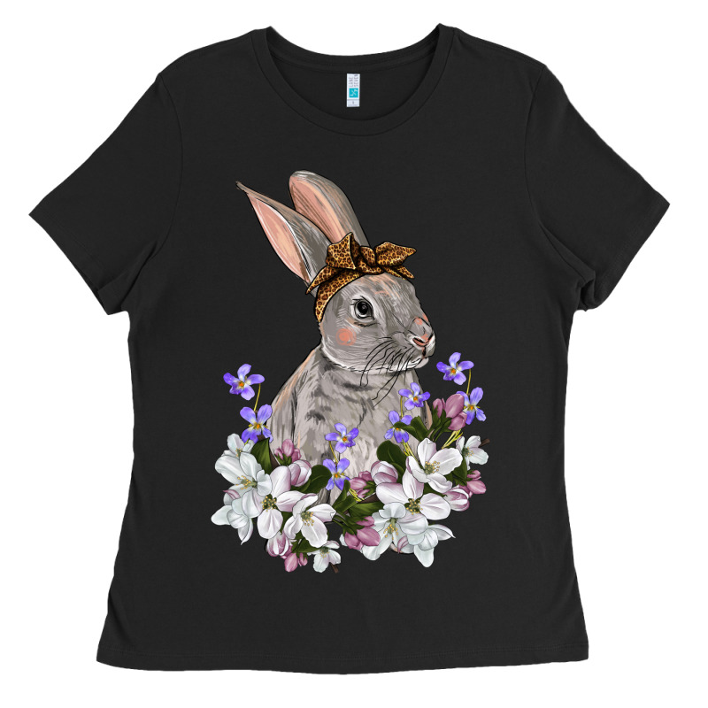 Easter Day Flowers Bunny Ladies Tee by OliviaCreatesArt | Teevron