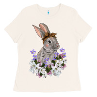 Bone Easter Day Flowers bunny Ladies Tee - OliviaCreatesArt