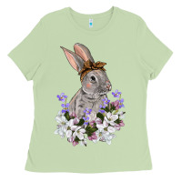 Matcha Easter Day Flowers bunny Ladies Tee - OliviaCreatesArt