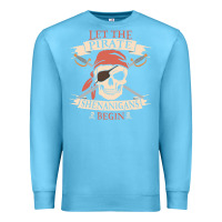 Ocean Blue let the pirate shenanigans begin skull vintage pirate skeleton hallowe Premium Sweatshirt - linhVisuals