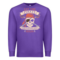 Purple let the pirate shenanigans begin skull vintage pirate skeleton hallowe Premium Sweatshirt - linhVisuals
