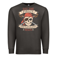 Smoke let the pirate shenanigans begin skull vintage pirate skeleton hallowe Premium Sweatshirt - linhVisuals