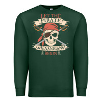 Sports Green let the pirate shenanigans begin skull vintage pirate skeleton hallowe Premium Sweatshirt - linhVisuals