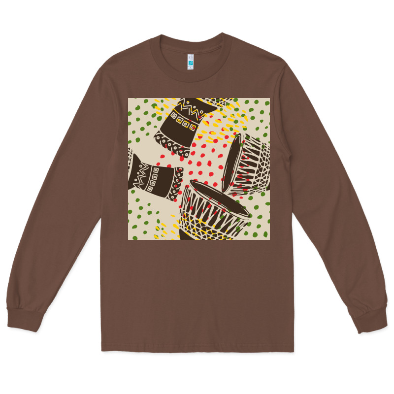 African Drum Seamless Pattern Long Sleeve Tee by BundleAndBundleShop | Teevron