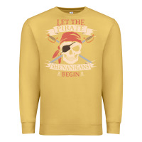 Antique Gold let the pirate shenanigans begin skull vintage pirate skeleton hallowe Premium Sweatshirt - linhVisuals