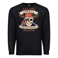 Black let the pirate shenanigans begin skull vintage pirate skeleton hallowe Premium Sweatshirt - linhVisuals