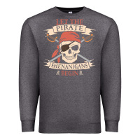 Charcoal Heather let the pirate shenanigans begin skull vintage pirate skeleton hallowe Premium Sweatshirt - linhVisuals