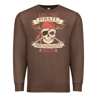 Chestnut let the pirate shenanigans begin skull vintage pirate skeleton hallowe Premium Sweatshirt - linhVisuals