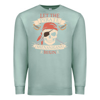 Seafoam let the pirate shenanigans begin skull vintage pirate skeleton hallowe Premium Sweatshirt - linhVisuals