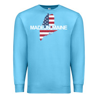 Ocean Blue made in maine american flag funny patriotic state lover gift Premium Sweatshirt - linhVisuals