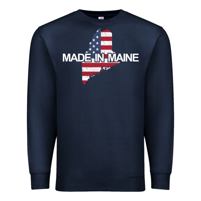 Made In Maine American Flag Funny Patriotic State Lover Gift Premium Sweatshirt by linhVisuals | Teevron