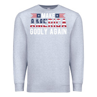 Heather Grey make america godly again american flag letters christian quote Premium Sweatshirt - linhVisuals