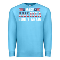 Ocean Blue make america godly again american flag letters christian quote Premium Sweatshirt - linhVisuals