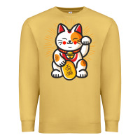 Antique Gold maneki neko lucky cat money feline japanese good luck charm kitten gif Premium Sweatshirt - linhVisuals