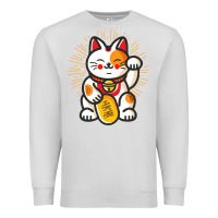 Dove Grey maneki neko lucky cat money feline japanese good luck charm kitten gif Premium Sweatshirt - linhVisuals