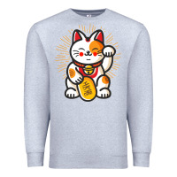 Heather Grey maneki neko lucky cat money feline japanese good luck charm kitten gif Premium Sweatshirt - linhVisuals