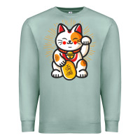 Seafoam maneki neko lucky cat money feline japanese good luck charm kitten gif Premium Sweatshirt - linhVisuals