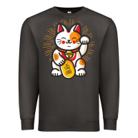 Smoke maneki neko lucky cat money feline japanese good luck charm kitten gif Premium Sweatshirt - linhVisuals