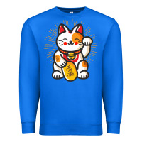True Royal maneki neko lucky cat money feline japanese good luck charm kitten gif Premium Sweatshirt - linhVisuals