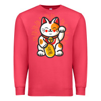 Cardinal maneki neko lucky cat money feline japanese good luck charm kitten gif Premium Sweatshirt - linhVisuals