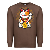 Chestnut maneki neko lucky cat money feline japanese good luck charm kitten gif Premium Sweatshirt - linhVisuals