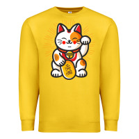 Lemon maneki neko lucky cat money feline japanese good luck charm kitten gif Premium Sweatshirt - linhVisuals