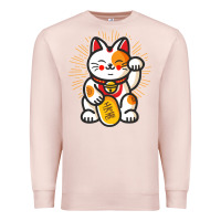 Pale Pink maneki neko lucky cat money feline japanese good luck charm kitten gif Premium Sweatshirt - linhVisuals