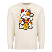 Sandshell maneki neko lucky cat money feline japanese good luck charm kitten gif Premium Sweatshirt - linhVisuals
