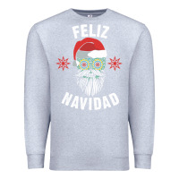 Heather Grey mexican christmas sugar skull feliz navidad spanish speaking xmas gift Premium Sweatshirt - linhVisuals