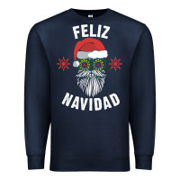 Navy mexican christmas sugar skull feliz navidad spanish speaking xmas gift Premium Sweatshirt - linhVisuals