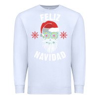 White mexican christmas sugar skull feliz navidad spanish speaking xmas gift Premium Sweatshirt - linhVisuals