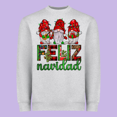 Feliz Navidad Gnomies Heavyweight Sweatshirt Designed By Jahusdesignshop