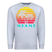 Heather Grey miami 80s sunset Premium Sweatshirt - linhVisuals