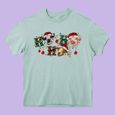Hohoho Christmas Cows Heavy Core Tee Designed By Ranaportraitstore