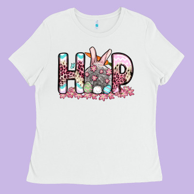 Easter Day Hop Bunny Ladies Tee Designed By Oliviacreatesart