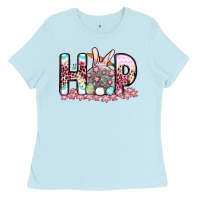Baby Blue Easter Day Hop bunny Ladies Tee - OliviaCreatesArt