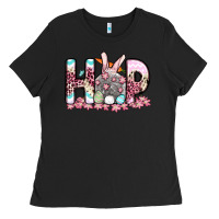 Black Easter Day Hop bunny Ladies Tee - OliviaCreatesArt