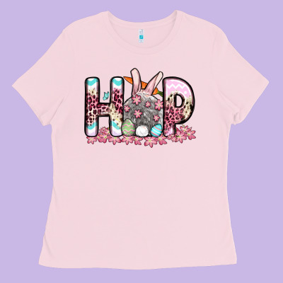 Easter Day Hop Bunny Ladies Tee Designed By Oliviacreatesart