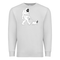 Dove Grey walking the dog astronaut Premium Sweatshirt - linhVisuals