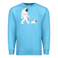 Ocean Blue walking the dog astronaut Premium Sweatshirt - linhVisuals