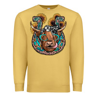 Antique Gold highland cow horseshoe Premium Sweatshirt - JahusDesignShop