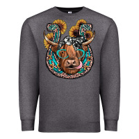 Charcoal Heather highland cow horseshoe Premium Sweatshirt - JahusDesignShop