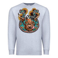 Heather Grey highland cow horseshoe Premium Sweatshirt - JahusDesignShop