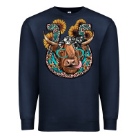 Navy highland cow horseshoe Premium Sweatshirt - JahusDesignShop