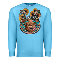 Ocean Blue highland cow horseshoe Premium Sweatshirt - JahusDesignShop
