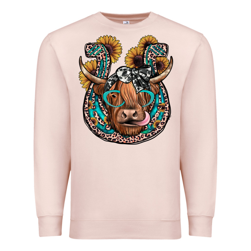 Highland Cow Horseshoe Premium Sweatshirt by JahusDesignShop | Teevron