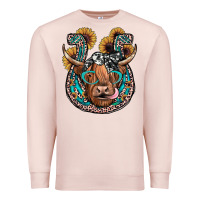 Pale Pink highland cow horseshoe Premium Sweatshirt - JahusDesignShop